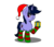 Size: 929x800 | Tagged: safe, artist:php142, oc, oc only, oc:purple flix, pony, unicorn, 2018 community collab, derpibooru community collaboration, christmas, clothes, cute, hat, holiday, looking at you, male, one eye closed, present, santa hat, simple background, socks, solo, striped socks, transparent background, wink