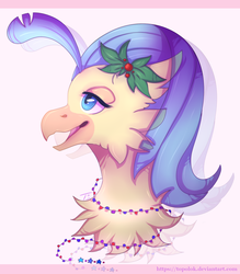 Size: 1435x1639 | Tagged: safe, artist:topolok, princess skystar, classical hippogriff, hippogriff, g4, my little pony: the movie, bust, female, holly, portrait, solo