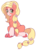 Size: 700x954 | Tagged: safe, artist:lulubell, applejack, earth pony, pony, g4, :t, applejack (g5 concept leak), blaze (coat marking), braid, cheek fluff, chest fluff, coat markings, cute, facial markings, female, flower, flower in hair, fluffy, g5 concept leak style, g5 concept leaks, leg fluff, looking at you, mare, simple background, sitting, smiling, socks (coat markings), solo, transparent background, unshorn fetlocks