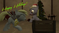 Size: 1280x720 | Tagged: safe, artist:dragonboi471, derpy hooves, dinky hooves, g4, 3d, christmas, gmod, holiday