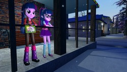 Size: 1920x1080 | Tagged: safe, artist:fivefreddy, sci-twi, twilight sparkle, equestria girls, g4, 3d, book, crossover, gmod, snow, team fortress 2, twilight sniper, twolight