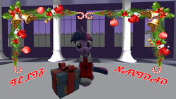 Size: 1920x1080 | Tagged: safe, artist:juanjo_belic, twilight sparkle, alicorn, pony, g4, 3d, bauble, candy, candy cane, female, food, holly, merry christmas, present, solo, source filmmaker, twilight sparkle (alicorn)
