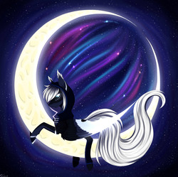 Size: 4200x4180 | Tagged: safe, artist:shkura2011, oc, oc only, pegasus, pony, absurd resolution, male, moon, solo, space, stallion, tangible heavenly object