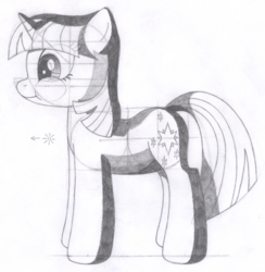 Size: 1325x1360 | Tagged: safe, artist:aafh, twilight sparkle, pony, unicorn, g4, female, monochrome, solo, traditional art