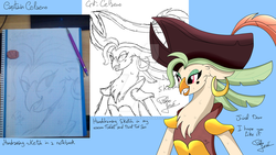 Size: 1024x576 | Tagged: safe, artist:susanzx2000, captain celaeno, anthro, g4, my little pony: the movie, female, pirate, solo, triptych