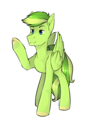 Size: 1073x1349 | Tagged: safe, artist:shinizavr, oc, oc only, oc:lime zest, pegasus, pony, 2018 community collab, derpibooru community collaboration, male, simple background, solo, transparent background, waving