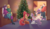 Size: 1500x868 | Tagged: safe, artist:bakuhaku, apple bloom, applejack, cookie crumbles, hondo flanks, rarity, sweetie belle, alicorn, anthro, plantigrade anthro, g4, adventure in the comments, alicornified, apple bloom's bow, boots, bow, christmas, christmas lights, christmas tree, clothes, coffee mug, cooking, female, hair bow, holiday, jeans, lesbian, mug, pants, ponies eating meat, present, race swap, raricorn, ship:rarijack, shipping, shoes, slippers, sweater, tree