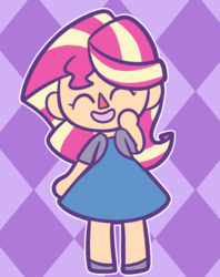 Size: 624x788 | Tagged: safe, artist:typhwosion, sunset shimmer, equestria girls, g4, animal crossing, crossover, cute, eyes closed, female, shimmerbetes, smiling, solo