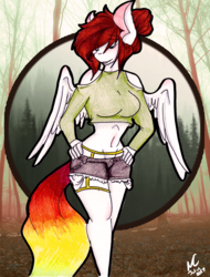 Size: 2489x3283 | Tagged: safe, artist:mscolorsplash, oc, oc only, oc:color splash, pegasus, anthro, high res, solo, traditional art