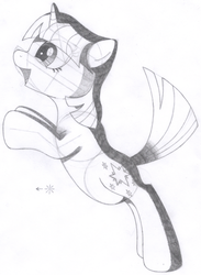 Size: 1291x1764 | Tagged: safe, artist:aafh, twilight sparkle, pony, unicorn, g4, female, monochrome, solo, traditional art