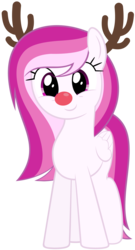 Size: 1118x2066 | Tagged: safe, artist:comfydove, oc, oc only, oc:comfy dove, pegasus, pony, antlers, christmas, cute, fake antlers, female, happy, holiday, mare, ocbetes, paint tool sai, red nose, reindeer antlers, simple background, smiling, solo, transparent background, vector