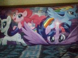 Size: 640x480 | Tagged: safe, pinkie pie, rainbow dash, rarity, twilight sparkle, alicorn, pony, g4, my little pony: the movie, merchandise, pillow, twilight sparkle (alicorn)