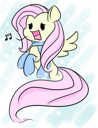 Size: 612x792 | Tagged: safe, artist:bloknbeanbagg, fluttershy, pegasus, pony, g4, clothes, female, gloves, mare, music notes, scarf, singing, solo