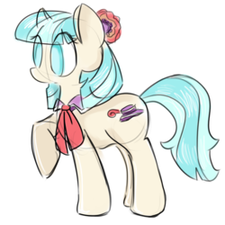 Size: 792x792 | Tagged: safe, artist:bloknbeanbagg, coco pommel, earth pony, pony, g4, female, mare, raised hoof, simple background, sketch, solo, transparent background