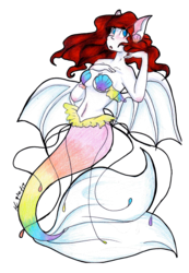 Size: 2538x3665 | Tagged: safe, artist:mscolorsplash, oc, oc only, mermaid, pegasus, sea pony, anthro, plantigrade anthro, high res, race swap, solo, traditional art