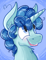 Size: 612x792 | Tagged: safe, artist:bloknbeanbagg, party favor, pony, unicorn, g4, bust, happy, male, portrait, smiling, solo, stallion