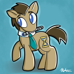 Size: 792x792 | Tagged: safe, artist:bloknbeanbagg, doctor whooves, time turner, earth pony, pony, g4, doctor who, male, mouth hold, necktie, solo, sonic screwdriver, stallion, the doctor
