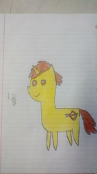 Size: 367x654 | Tagged: safe, artist:lance blazer, oc, oc only, pony, unicorn, arrow, bow (weapon), bow and arrow, lined paper, pointy ponies, traditional art, weapon