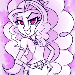 Size: 900x900 | Tagged: dead source, safe, artist:wubcakeva, adagio dazzle, equestria girls, g4, clothes, female, fingerless gloves, gloves, lineart, long hair, looking at you, smiling, solo