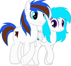 Size: 4545x4224 | Tagged: safe, artist:fitriamiller, oc, oc only, oc:attina miller, oc:cyber groove, earth pony, pony, 2018 community collab, derpibooru community collaboration, absurd resolution, couple, simple background, smiling, transparent background