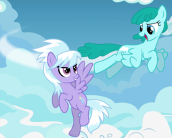 Size: 8000x6400 | Tagged: safe, artist:mundschenk85, cloudchaser, spring melody, sprinkle medley, pony, g4, absurd resolution, cloud, female, flying, mare, show accurate, spread wings, vector, wings