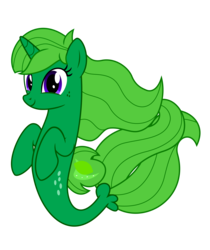 Size: 1640x1950 | Tagged: safe, artist:limedreaming, oc, oc only, oc:lime dream, seapony (g4), unicorn, g4, my little pony: the movie, freckles, green fur, purple eyes, show accurate, smiling
