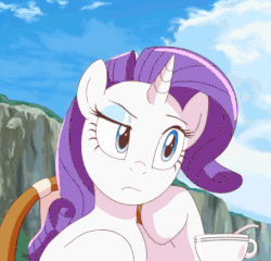 Size: 456x437 | Tagged: safe, artist:deannart, edit, rarity, pony, unicorn, g4, animated, bored, cropped, female, frame by frame, mare, rarity is not amused, reaction image, solo, unamused