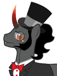 Size: 1280x1681 | Tagged: safe, artist:mrumbrellacorps, king sombra, pony, g4, bowtie, curved horn, hat, horn, male, monocle, sideburns, simple background, solo, top hat, transparent background, vector