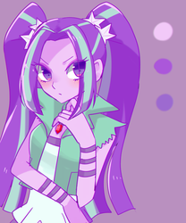 Size: 1200x1441 | Tagged: safe, artist:kkmrarar, aria blaze, equestria girls, g4, my little pony equestria girls: rainbow rocks, clothes, female, looking at you, purple background, simple background, solo