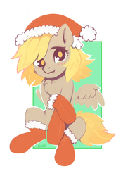 Size: 2100x3000 | Tagged: safe, artist:lispp, derpy hooves, pegasus, pony, g4, christmas, clothes, female, hat, high res, holiday, looking at you, mare, santa hat, smiling, solo, stockings, thigh highs