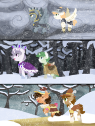 Size: 3000x4000 | Tagged: safe, artist:roseyicywolf, chancellor puddinghead, clover the clever, commander hurricane, princess platinum, private pansy, smart cookie, g4, hearth's warming eve (episode), clothes, snow