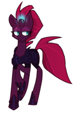 Size: 1440x2293 | Tagged: safe, artist:nn-op6666, fizzlepop berrytwist, tempest shadow, pony, unicorn, g4, my little pony: the movie, armor, broken horn, eye scar, female, horn, lidded eyes, mare, raised hoof, scar, simple background, solo, tempest shadow is not amused, transparent background, unamused
