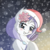 Size: 6000x6000 | Tagged: safe, artist:maneingreen, rarity, pony, unicorn, g4, absurd resolution, blushing, cheek fluff, christmas, diamond, ear fluff, flower, flower in hair, fluffy, hat, holiday, night, santa hat, snow