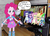 Size: 1228x873 | Tagged: safe, artist:equestriaguy637, artist:favoriteartman, applejack, fluttershy, pinkie pie, rainbow dash, rarity, twilight sparkle, equestria girls, g4, bracelet, breaking the fourth wall, clothes, computer, cowboy hat, cutie mark on clothes, desk, desk lamp, dialogue, equestria girls in real life, fourth wall, freckles, frown, grin, hat, humane five, humane six, irl, jewelry, mane six, microphone, monitor, photo, skirt, smiling, speaker, speech bubble, stetson, text, webcam, wide eyes, wristband