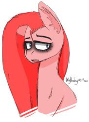 Size: 698x956 | Tagged: safe, artist:itzdatag0ndray, pinkie pie, earth pony, pony, g4, ear fluff, eyeshadow, female, makeup, open mouth, pinkamena diane pie, signature, simple background, solo, white background
