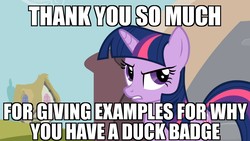 Size: 1365x768 | Tagged: safe, edit, edited screencap, screencap, twilight sparkle, pony, g4, it's about time, annoyed, female, image macro, mare, meme, op is a duck (reaction image), reaction image, solo