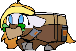 Size: 292x198 | Tagged: safe, alternate version, artist:nootaz, oc, oc:looty, object pony, original species, pony, animated, box, chewing, cute, eating, female, floppy ears, looking up, loot box, mare, money, munching, no pupils, nom, ponified, prone, simple background, transparent background, wallet