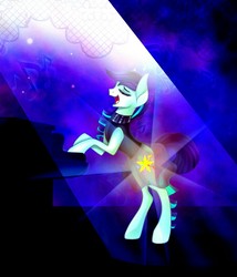 Size: 1350x1579 | Tagged: safe, artist:derpsonhooves, coloratura, earth pony, pony, g4, the mane attraction, bipedal, eyes closed, female, glowing cutie mark, musical instrument, open mouth, piano, singing, solo