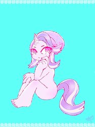Size: 1536x2048 | Tagged: safe, artist:naki4949, starlight glimmer, anthro, plantigrade anthro, g4, beanie, female, hat, looking at you, sitting, solo