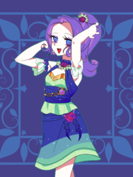 Size: 1200x1600 | Tagged: safe, artist:kkmrarar, rarity, equestria girls, g4, alternate hairstyle, armpits, clothes, dress, female, smiling, solo