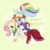 Size: 1200x1200 | Tagged: safe, artist:kkmrarar, flutterholly, fluttershy, merry, rainbow dash, rarity, snowdash, pegasus, pony, unicorn, a hearth's warming tail, g4, clothes, colored pupils, dress, female, flying, hat, lidded eyes, mare, open mouth, raised hoof, title, trio, walking