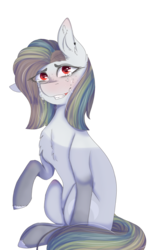 Size: 1008x1584 | Tagged: safe, artist:akiiichaos, oc, oc only, earth pony, pony, chest fluff, crying, female, mare, simple background, sitting, solo, transparent background