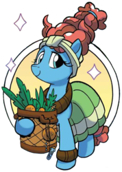 Size: 518x727 | Tagged: safe, artist:tony fleecs, meadowbrook, earth pony, pony, g4, legends of magic #9, my little pony: legends of magic, clothes, cropped, female, mare, meadowcute, smiling, solo, transparent background