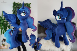 Size: 3672x2444 | Tagged: safe, artist:epicrainbowcrafts, princess luna, human, pony, g4, high res, irl, irl human, life size, photo, plushie, solo