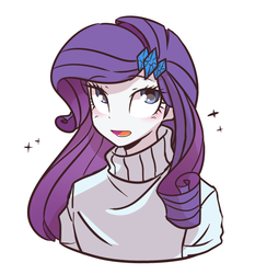 Size: 774x832 | Tagged: safe, artist:haden-2375, rarity, human, equestria girls, g4, clothes, female, looking up, simple background, solo, sweater, turtleneck, white background
