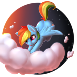 Size: 3000x3000 | Tagged: dead source, safe, artist:captainpudgemuffin, rainbow dash, pegasus, pony, g4, :p, cloud, cute, cutie mark, dashabetes, female, flying, high res, mare, mlem, multicolored hair, silly, solo, stars, tongue out, tumblr