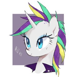 Size: 768x768 | Tagged: safe, artist:kagitsuki, rarity, pony, g4, it isn't the mane thing about you, alternate hairstyle, bust, cute, female, portrait, punk, raribetes, raripunk, solo