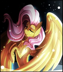 Size: 2450x2800 | Tagged: safe, artist:derpsonhooves, fluttershy, pegasus, pony, g4, chest fluff, eyes closed, female, high res, solo, spread wings, wings