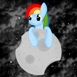 Size: 585x580 | Tagged: safe, artist:iiaquasplash, rainbow dash, pony, g4, asteroid, female, solo, space, tangible heavenly object