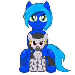 Size: 1200x1200 | Tagged: safe, artist:theonewithoutaname, oc, oc only, oc:blue, oc:desta, earth pony, pony, zebra, 2018 community collab, derpibooru community collaboration, chest fluff, cute, ear piercing, earring, eyebrow piercing, female, filly, jewelry, looking at you, male, nose piercing, nose ring, piercing, red eyes, simple background, sitting, stallion, tail, tail wrap, transparent background, zebra oc